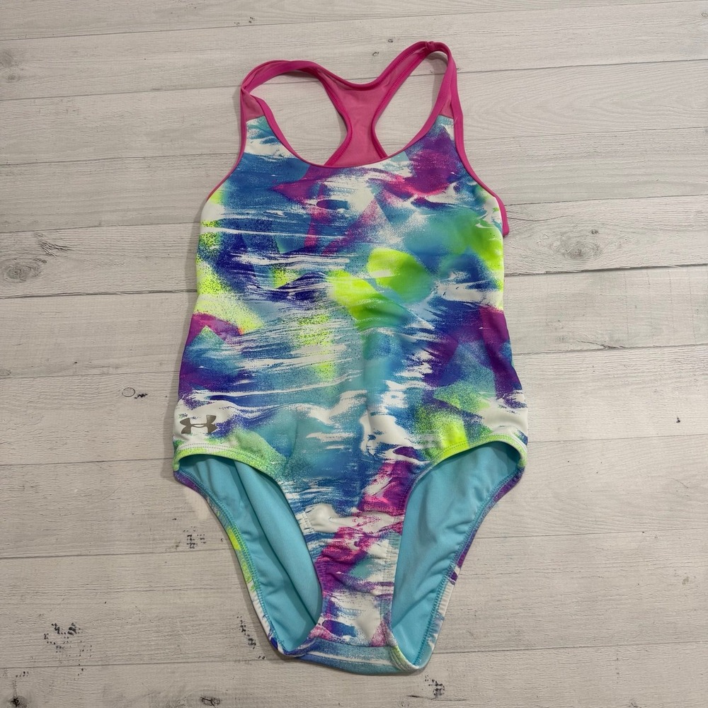 Under armour girls one piece colorful‎ swimsuit size 12